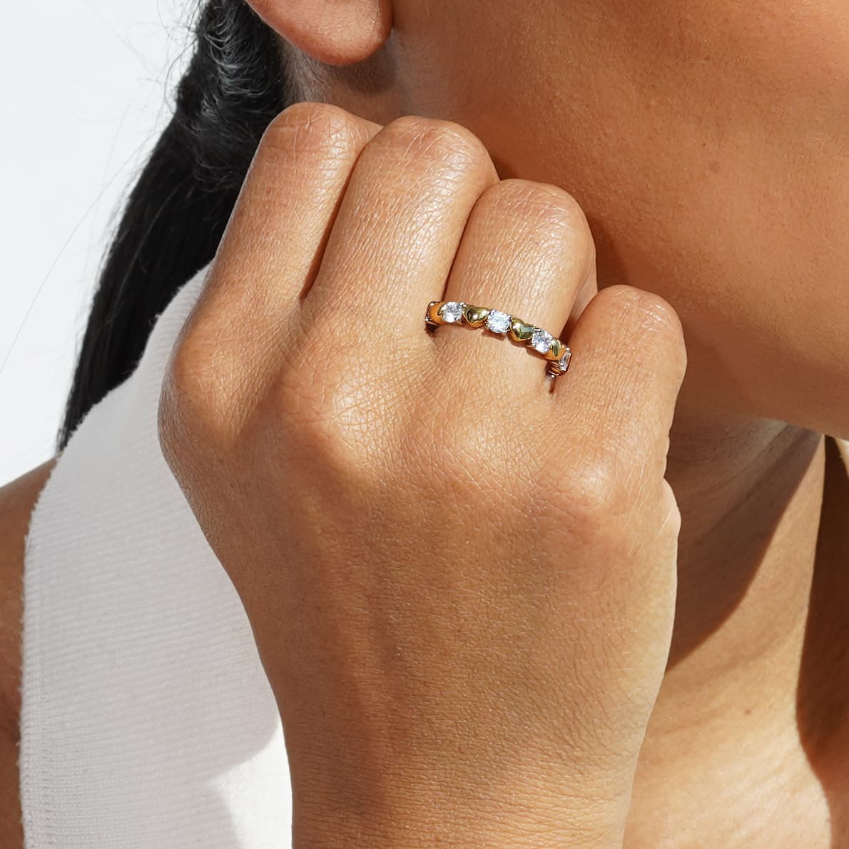 Loving hjerte ring i forgyldt sterlingsølv