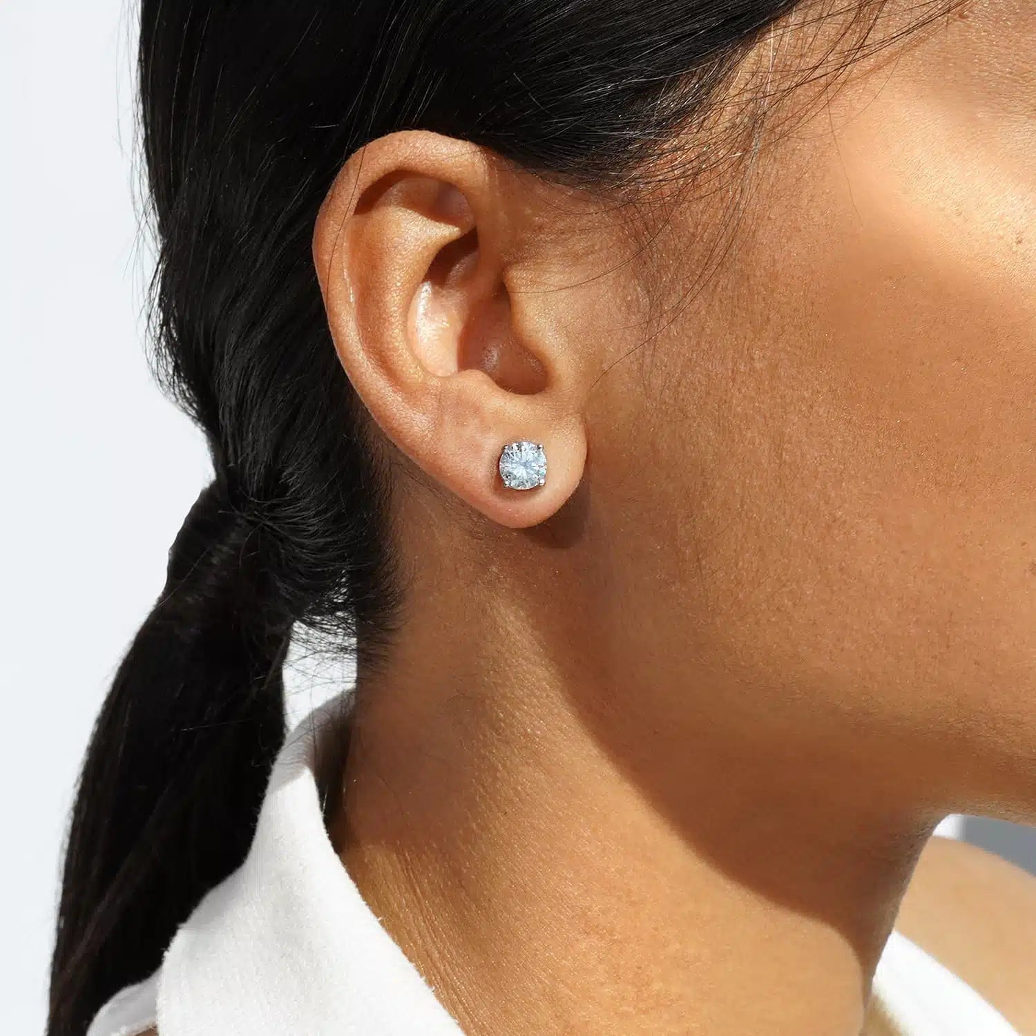 Oxford klassiske stud solitaire øreringe i forgyldt sterlingsølv