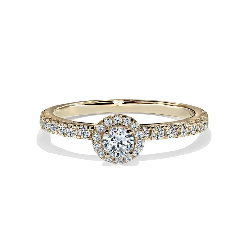 Palermo forlovelsesring i guld med diamant halo