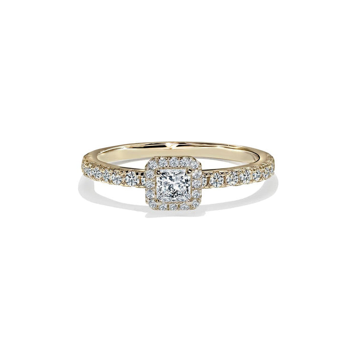 Oxford square cut halo ring i guld