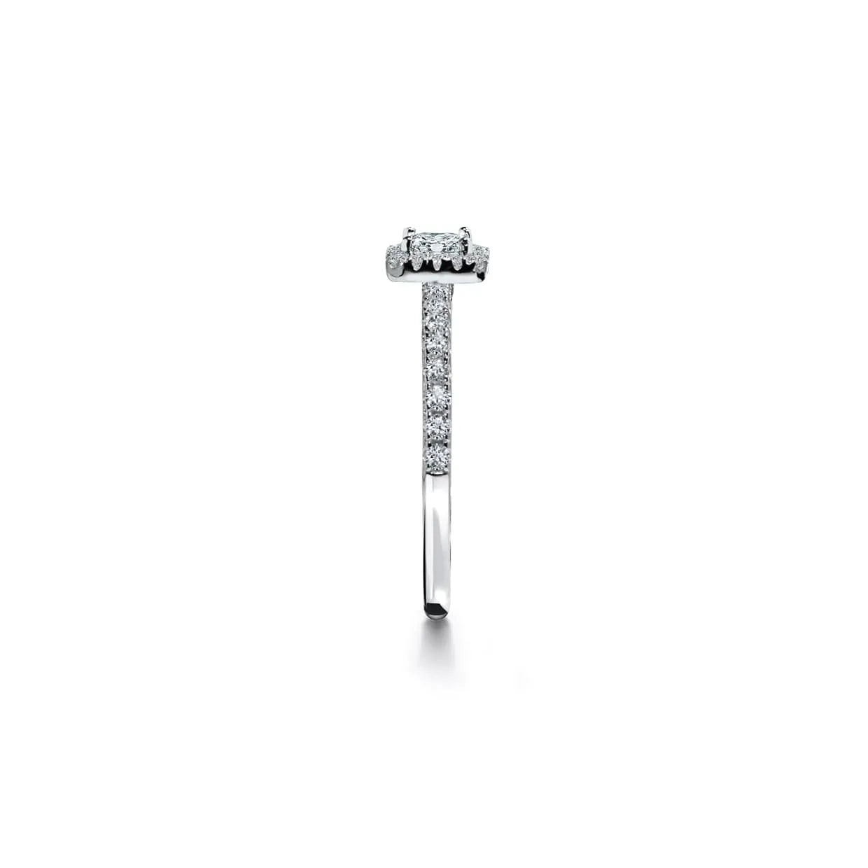 Torino firkantet diamanthalo forlovelsesring i hvidguld