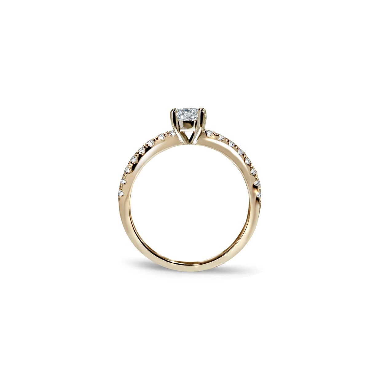 Capri solitaire forlovelsesring med rund diamant og diamantbånd