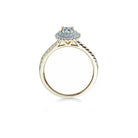 Valentina oval diamant halo forlovelsesring med hvid safir