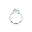 Casanova forlovelsesring med hvid rund safir og diamant halo